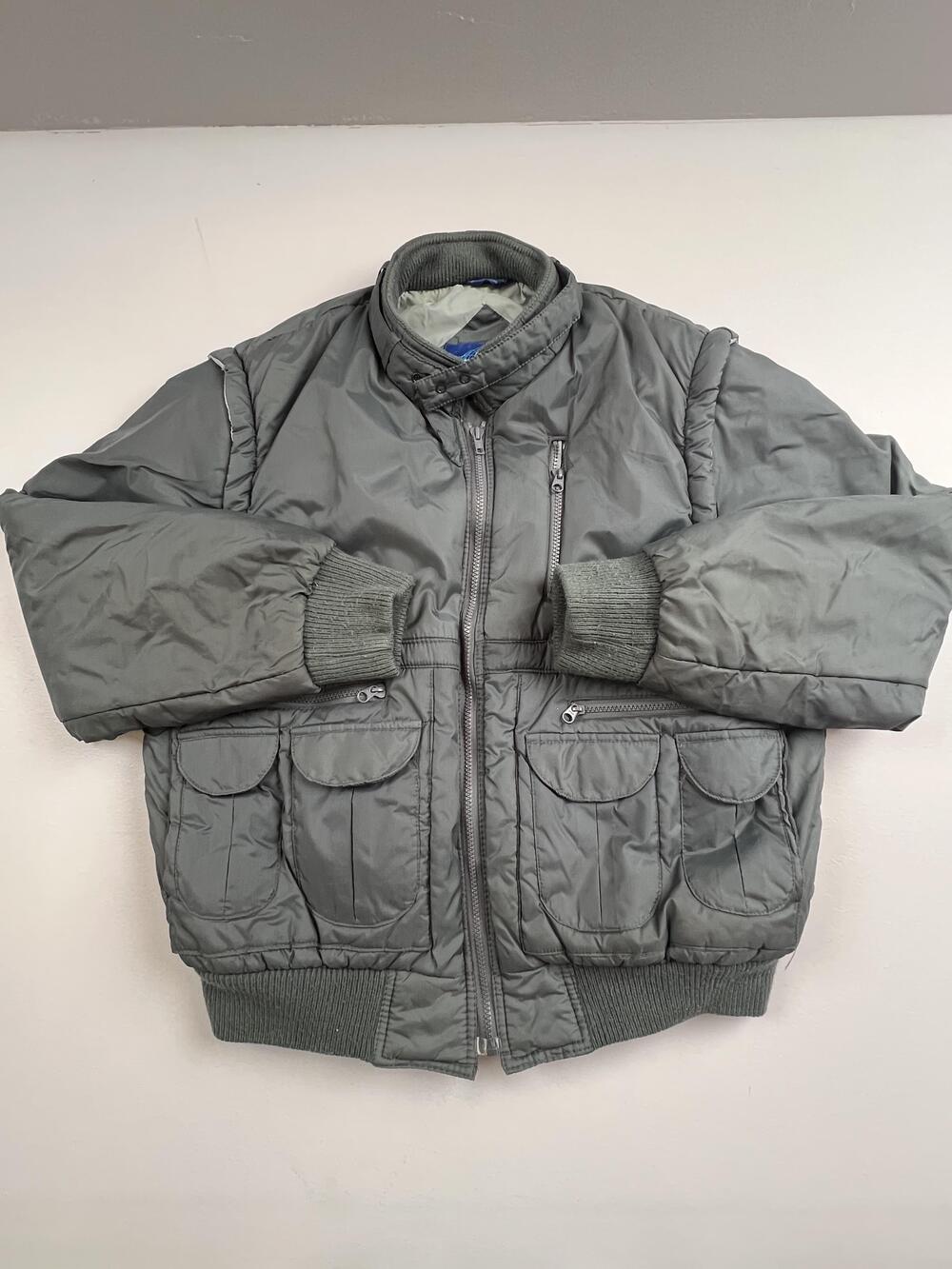 Vintage Arctic Circle Jacket Mens Large Gray Nylon Bomber Insulated Ski Winter